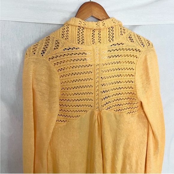 SOLD 🛑 Anthropologie Angel of the North Yellow Linen Blend Lightweight Cardigan - Picture 7 of 9
